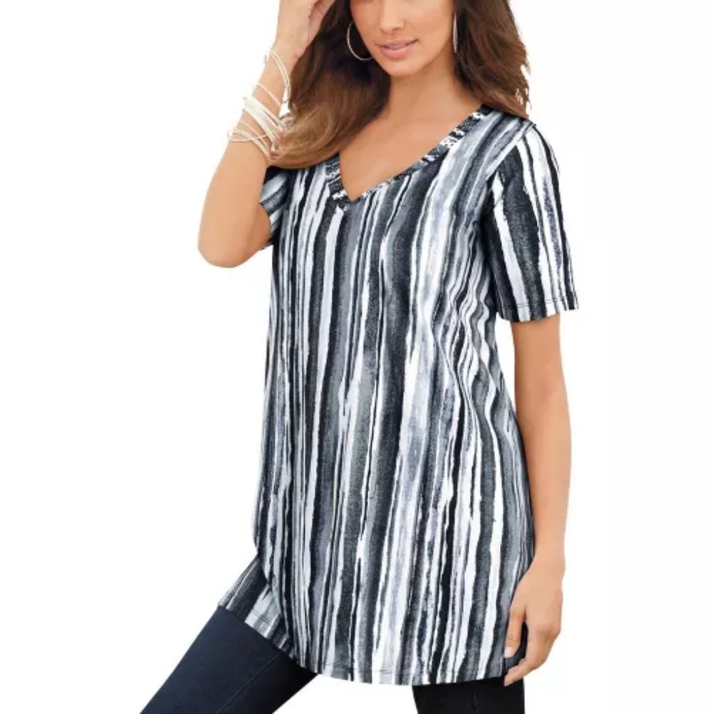 Roaman's Studded V-neck Tunic